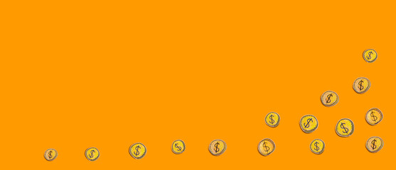 Dollar coin hand drawing - financial theme - flat lay