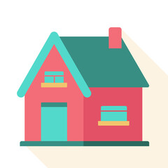 Flat icon vector house. Red home. cute home. vector illustration 