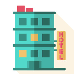 Flat icon vector house. Downtown vector. Cute building. Hotel vector. Vector illustration 