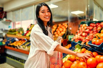 At the fruit and vegetable store