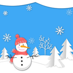 christmas card with snowman for a Christmas greeting, for an invitation or background