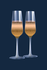 Two glasses of champagne. Vector
