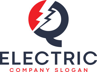 
Letter Q Lightning Electric Logo With Lighting Bolt