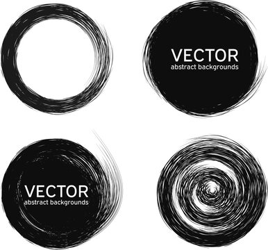 Black round abstract backgrounds smears vector objects isolated on a white background