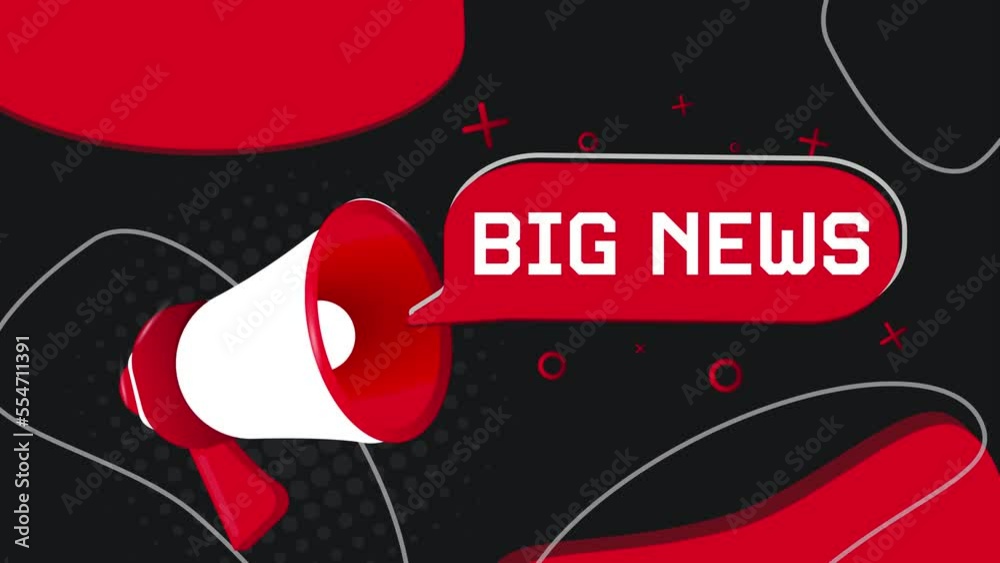 Poster big news banner. megaphone with speech bubble in flat style. 4k video animation