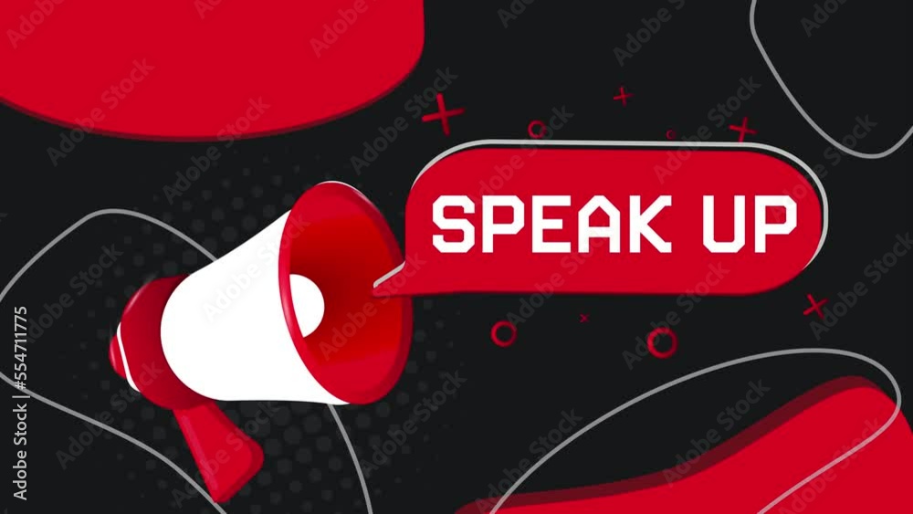 Aufkleber speak up banner. megaphone with speech bubble in flat style. 4k video animation