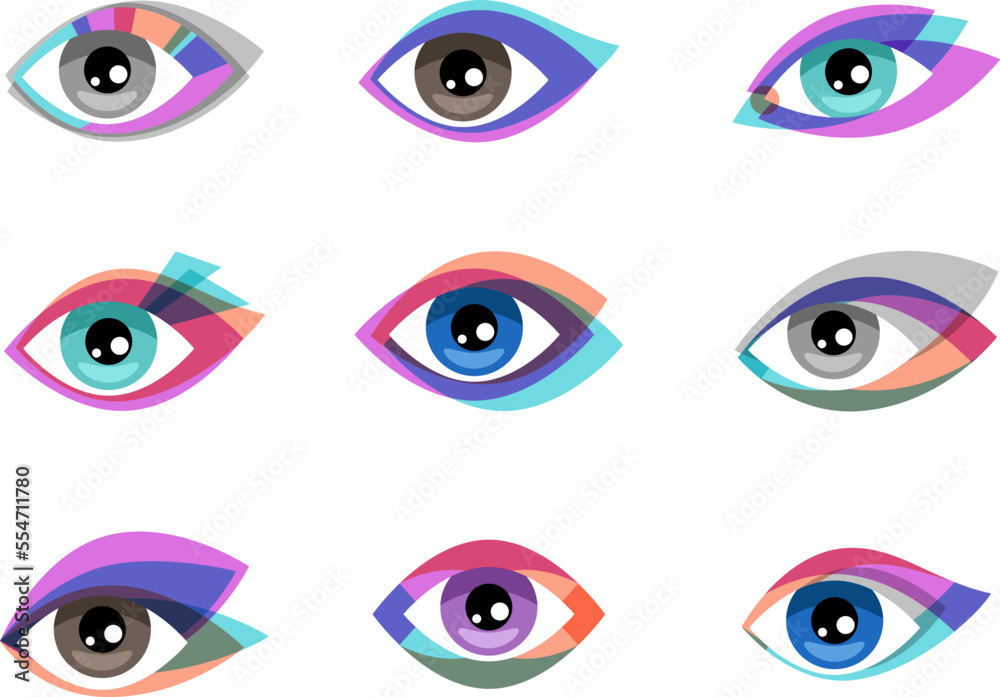 Wall mural eye logo collection. eyes graphic symbols, healthy vision and creative eyeball logo set on white - Wall murals