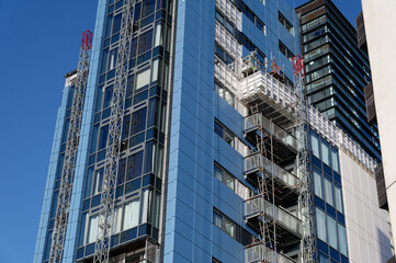 High rise residential building of flats with cladding being replaced with fire resistant materials