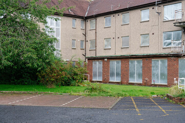 Derelict empty poor housing scheme in Govan Glasgow