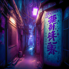 Tokyo City by Night, Anime and Manga drawing illustration, city ​​views, purple neon