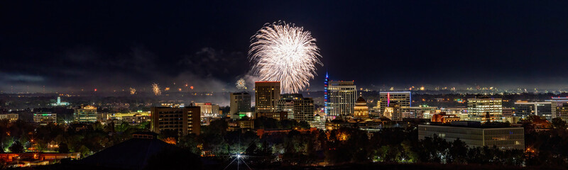 Fourth of July celebrations over the Boise Skyline