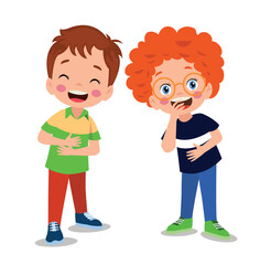 cute little boy laugh together with friend