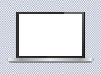 Realistic laptop incline 90 degree isolated on transparent background. Vector illustration.