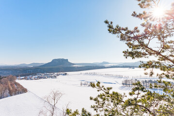 Sunny winter landscape in Saxonian Switzerland