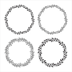 Set of hand drawn Christmas wreaths. Round floral frames for invitations, posters, greeting cards, web, frame art.