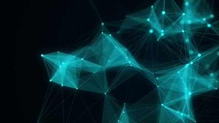 Blue network connection structure. Science background. Abstract digital background. Big data visualization. 3d rendering.