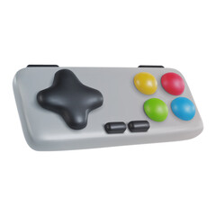 3d realistic game controller in minimal funny cartoon style. Modern design element on white background. Vector illustration or icon gamepad.