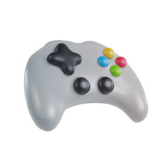 3d realistic game controller in minimal funny cartoon style. Modern design element on white background. Vector illustration or icon gamepad.