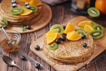 Crepes or bliny with fruit	