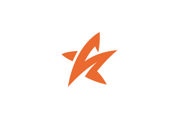 Star logo design in orange color flat design concept