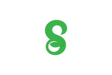 S letter logo with leaf symbol in green color