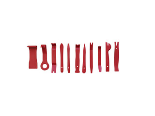 plastic repair tools isolated on white background