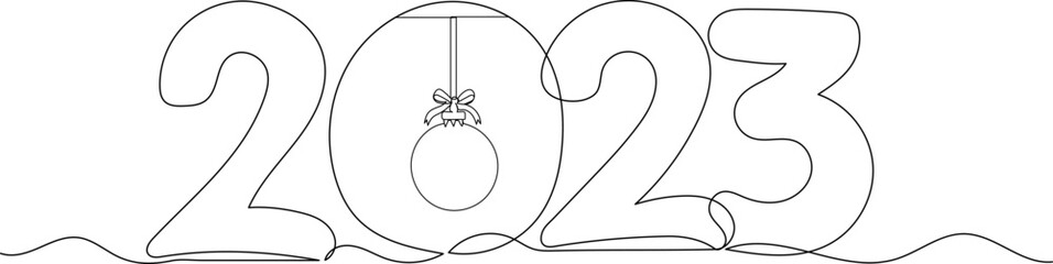 2023 year, sketch continuous line drawing