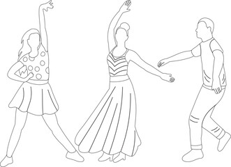 Fototapeta premium people dancing sketch ,contour on white background isolated vector