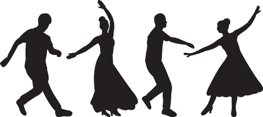 people dancing silhouette design vector isolated