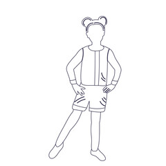 child girl sketch ,contour on white background isolated vector