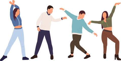 people dancing flat style, isolated vector