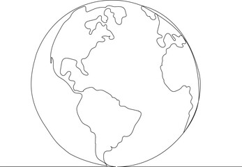 earth sketch continuous line drawing, vector