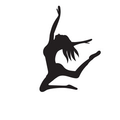 graceful woman dancing, jumping silhouette design vector isolated