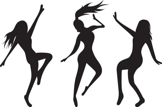graceful women dancing silhouette design vector isolated