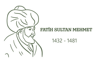 Fatih Sultan Mehmet. The most famous sultan of the Ottoman Empire.  Vector drawing