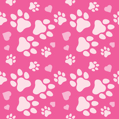 Paw seamless pattern vector doodle abstract dog and cat animal footprint background for fabric, texture and wallpaper illustration