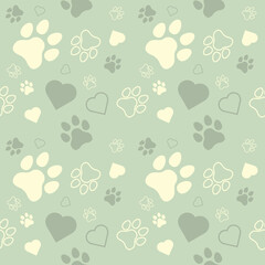 Paw seamless pattern vector doodle abstract dog and cat animal footprint background for fabric, texture and wallpaper illustration