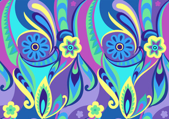 Bright psychedelic seamless pattern. Acid colors.  - 554720153
