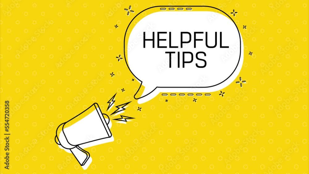 Poster helpful tips. megaphone and yellow speech bubble with quote. blog management. concept poster for soc