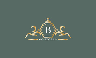 Floral monogram with alphabet letter B. Logo for company brand, business icon design template