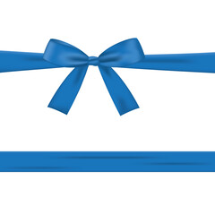 Blue bow with ribbon isolated on a white background