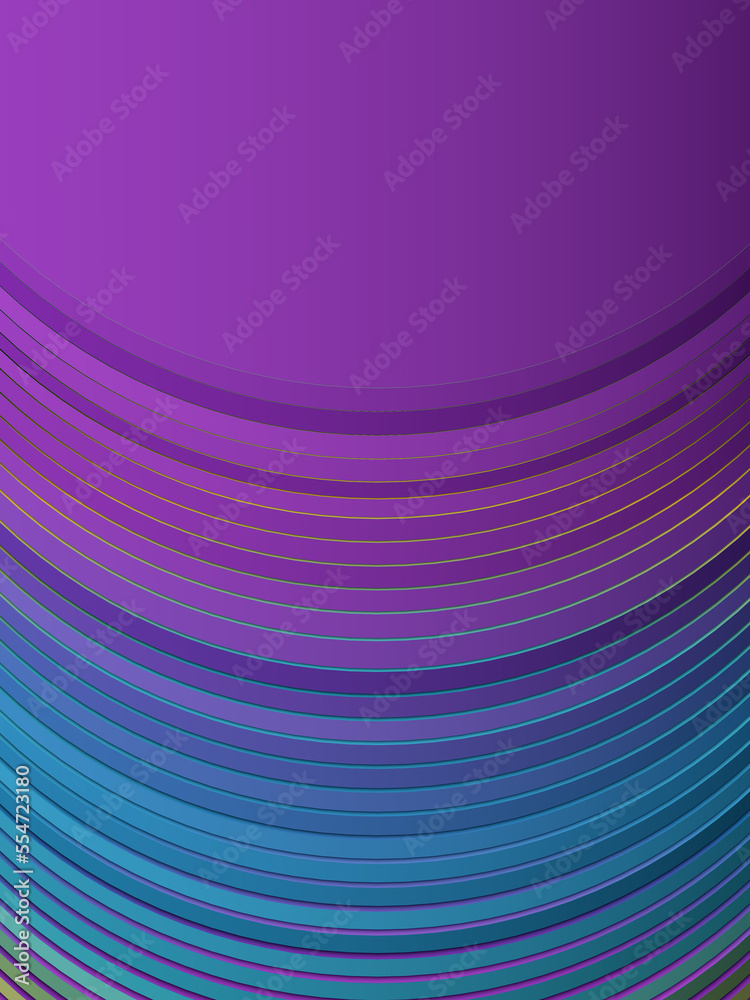 Poster Multicolored abstract background of rounded lines 3d render digital illustration