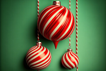 Christmas ornaments in a candy cane pattern