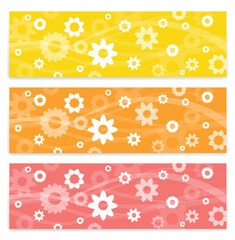 Floral and waves cute banner set