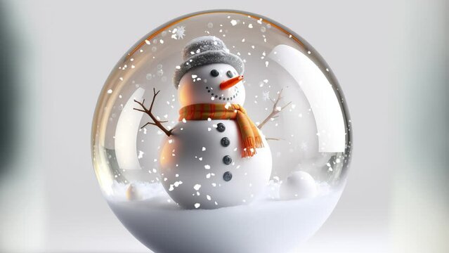 Close-up of snow ball with snowman inside and snow
