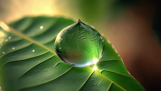 Close-up of water drop on a green leaf
