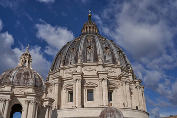 Fototapeta na wymiar Vatican - September 24, 2022 - the Saint Peter's Basilica in Rome, Italy on a sunny autumn morning
