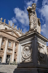 Fototapeta na wymiar Vatican - September 24, 2022 - the Saint Peter's Basilica in Rome, Italy on a sunny autumn morning