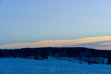 A winter evening of Toten, Norway, in December.
