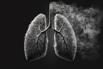 Lungs with smoke. Effect on health after smoking. Bad habit. Generative AI